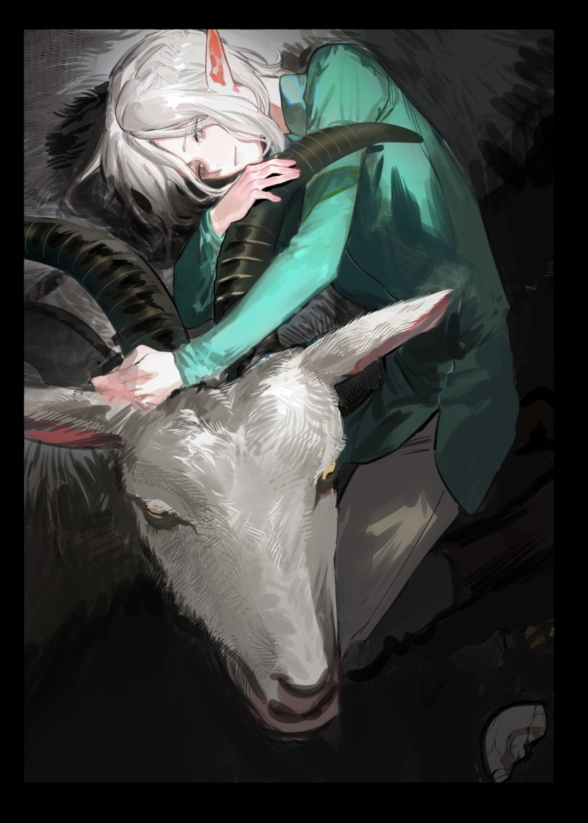 Mithrun Elf Safebooru - 1boy absurdres animal animal hug dungeon meshi elf goat ...
