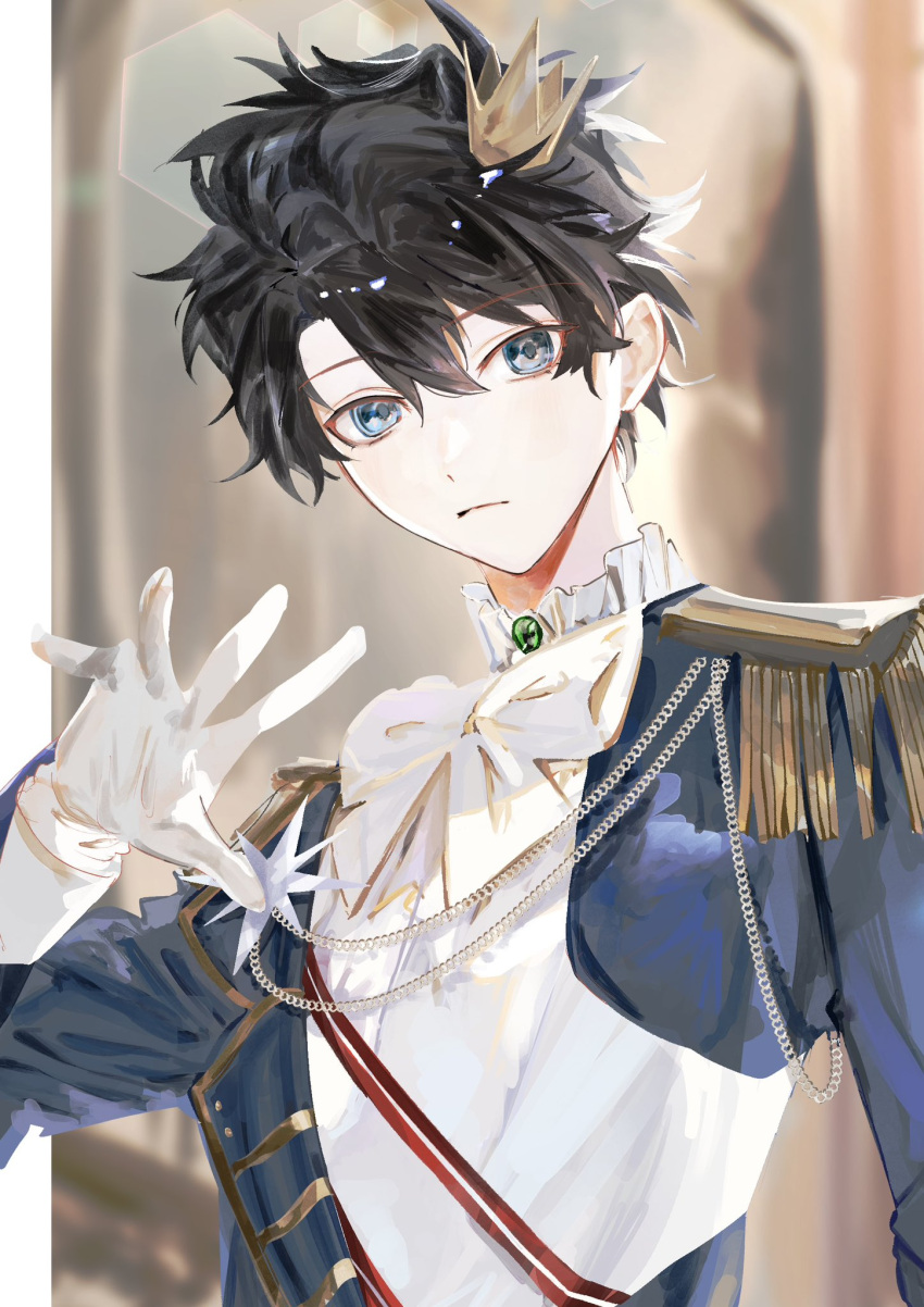 Safebooru - 1boy belt black hair blue eyes bow crown epaulettes fate ...