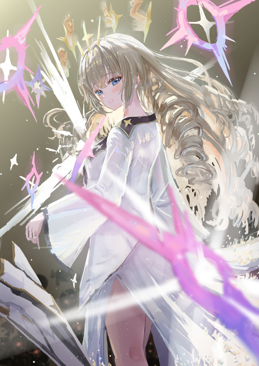 Safebooru - 1girl blonde hair blue eyes crown (naked king) (nikke) crown (nikke) disembodied