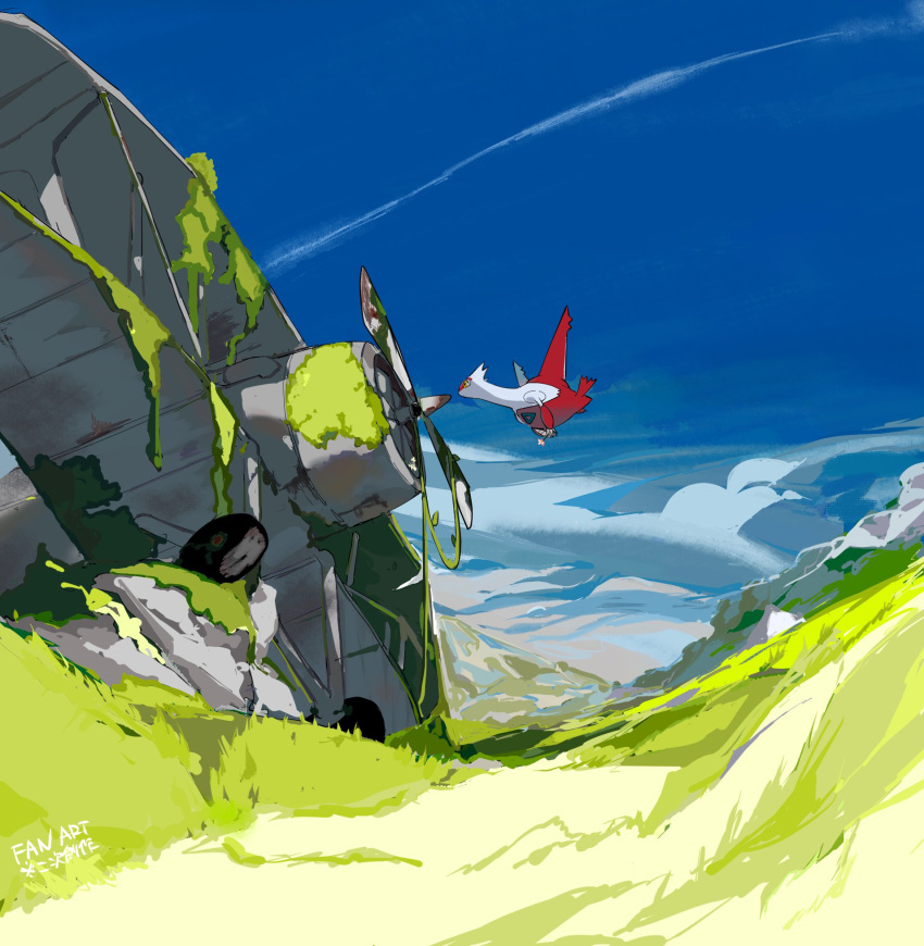 Safebooru - aircraft airplane animal focus apios biplane blue sky claws ...
