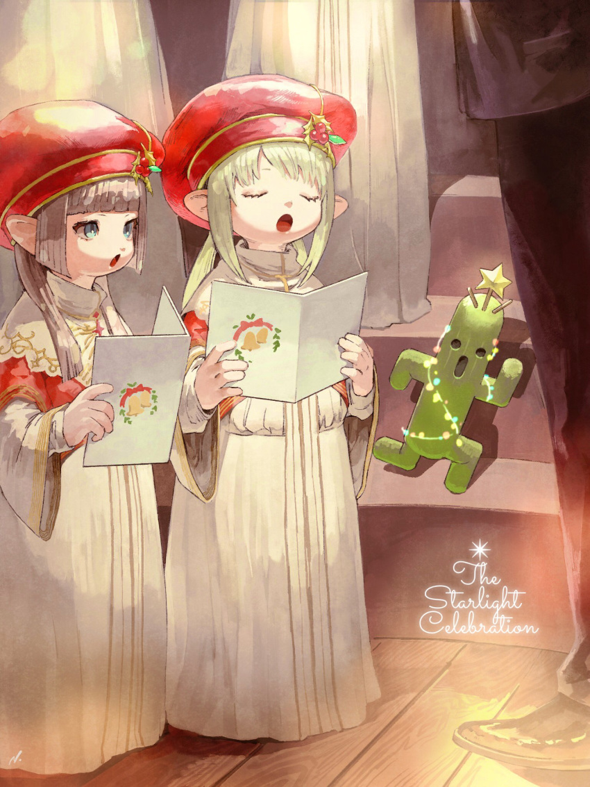 Safebooru - 1boy 4girls beret black pants blue eyes blunt ends choir ...