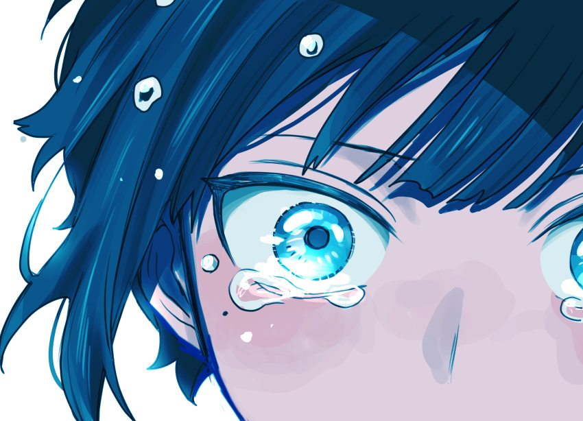 Safebooru 1other ambiguous gender blue eyes blue hair close up crying