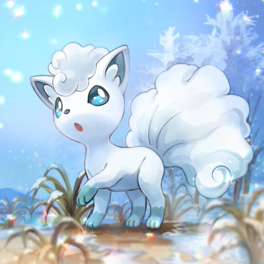 Safebooru - absurdres alolan vulpix blue sclera blue sky colored sclera ...