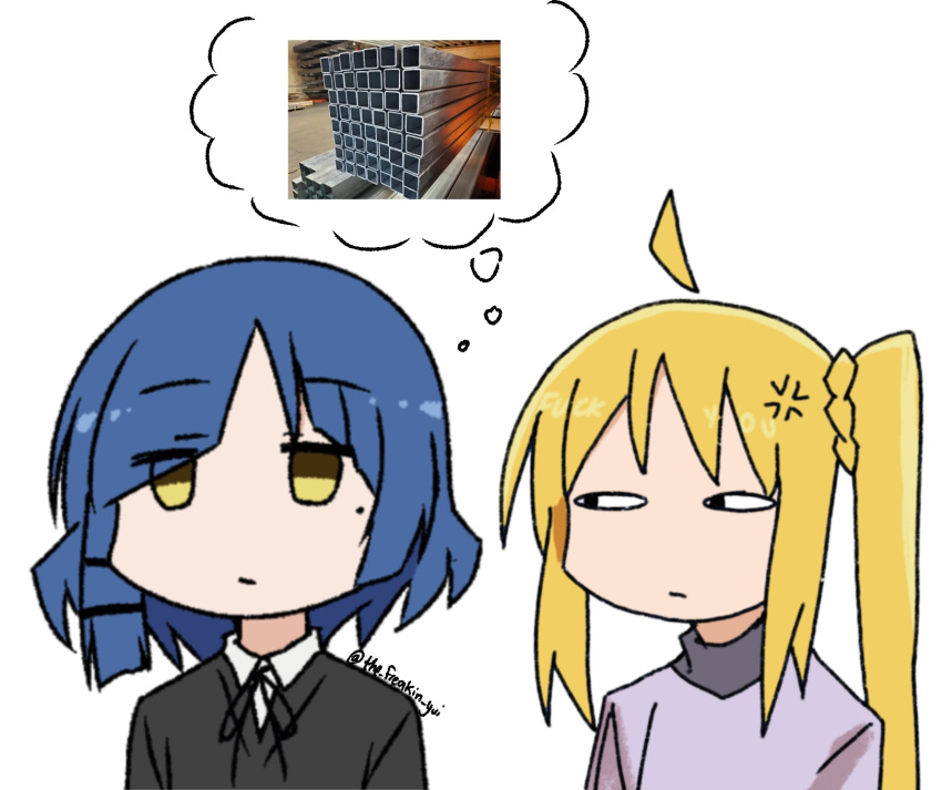 Safebooru - 2girls ahoge anger vein angry black ribbon black sweater ...
