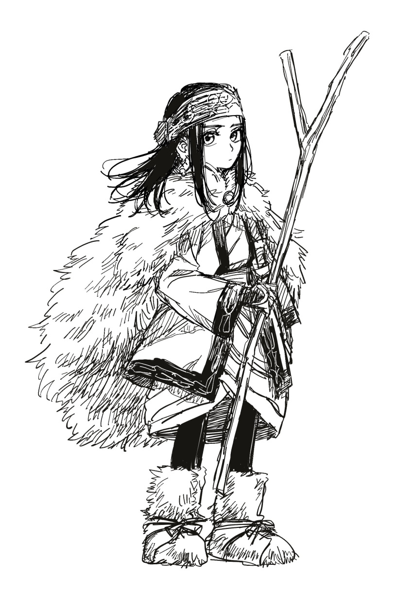 Safebooru - 1girl ainu asirpa expressionless full body gloves golden ...