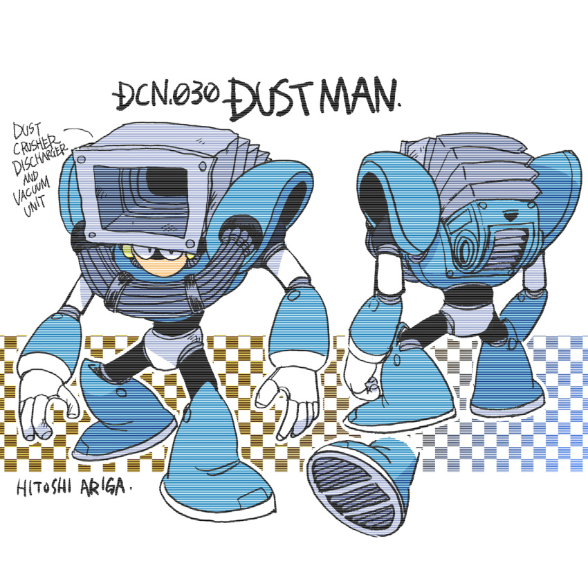 Safebooru 1boy android ariga hitoshi armor artist name blue armor blue background blue