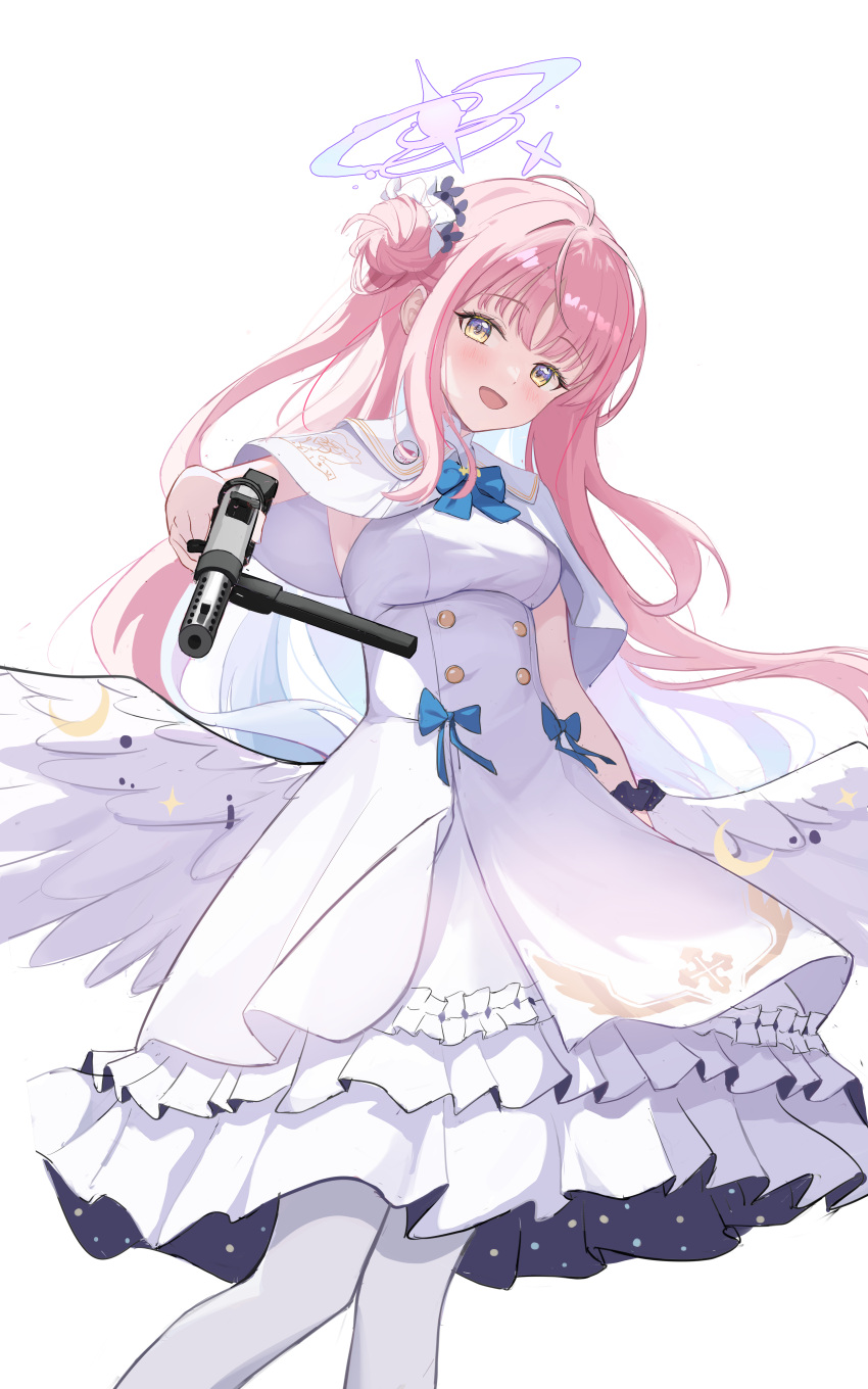 Safebooru - 1girl absurdres aiming aiming at viewer angel wings bad gun ...