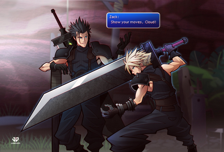 Strife Dialog Safebooru - 2boys absurdres armor baggy pants belt black gloves black ...