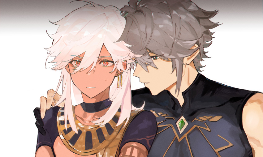 Safebooru - 2boys absurdres alhaitham (genshin impact) behind another