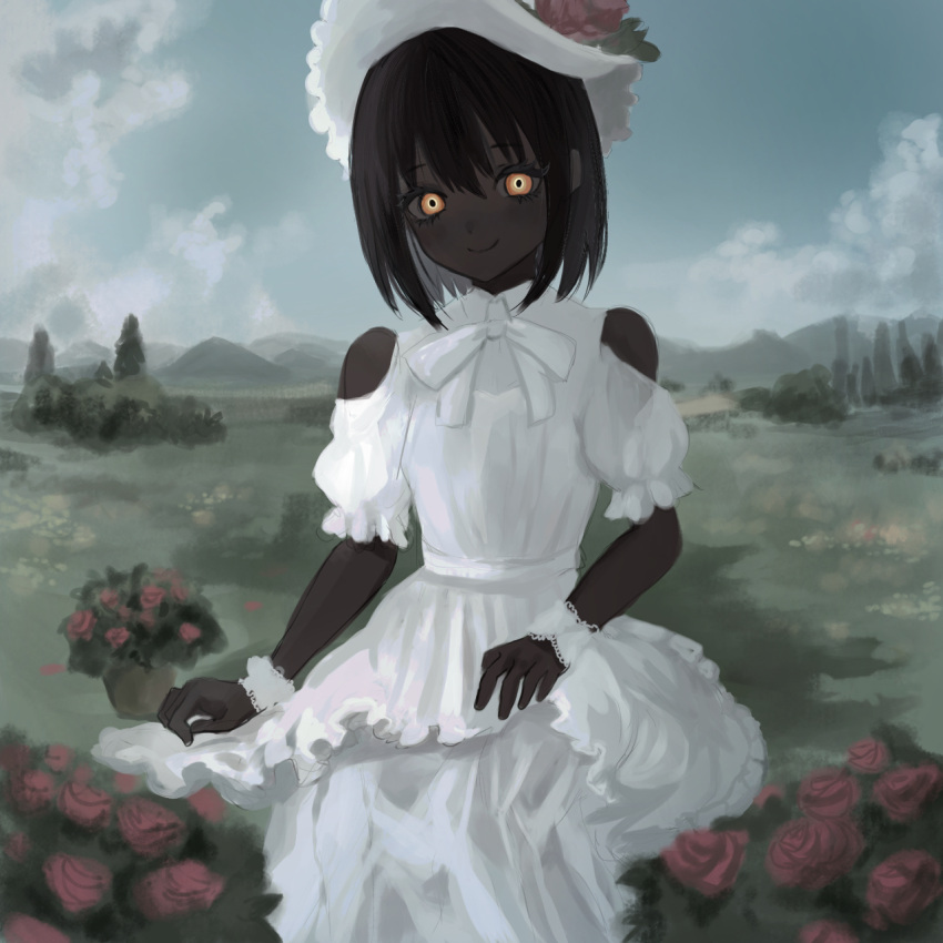 Safebooru - 1girl akai ringo (eveyuno) black hair bush clothing cutout ...