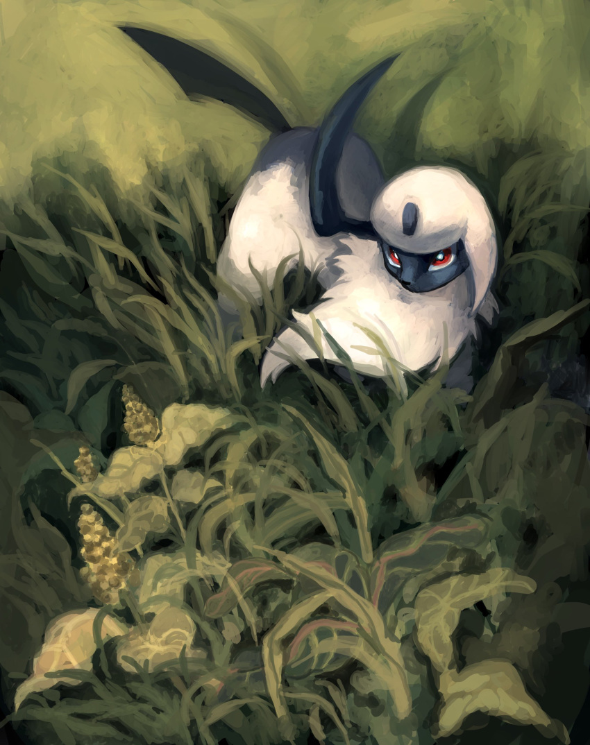 Safebooru - absol absurdres body fur grass highres horns ...