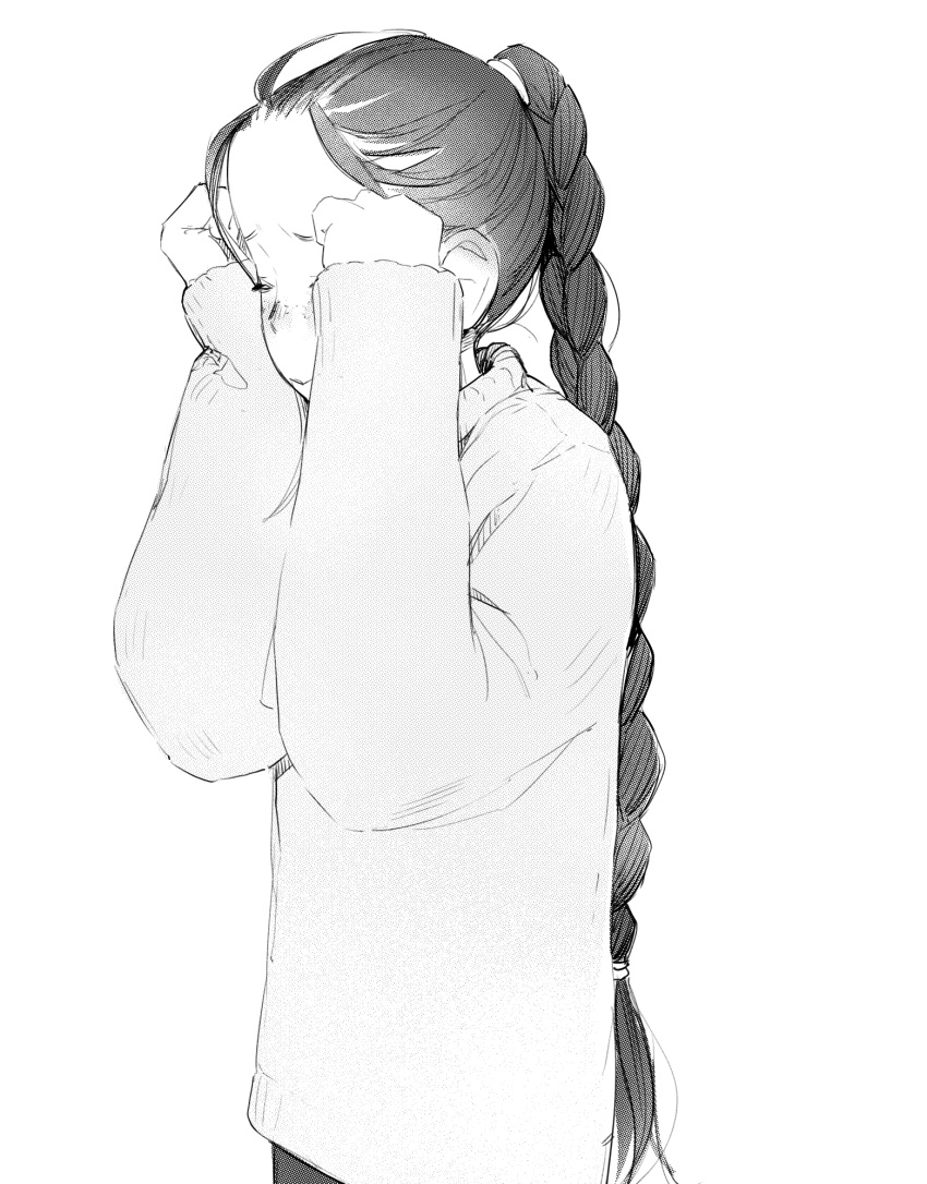 Safebooru 1girl Braid Braided Ponytail Clenched Hands Closed Eyes