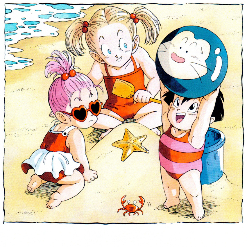 Puar Line Safebooru - 3girls arm support armpits arms up ball bare arms bare legs ...