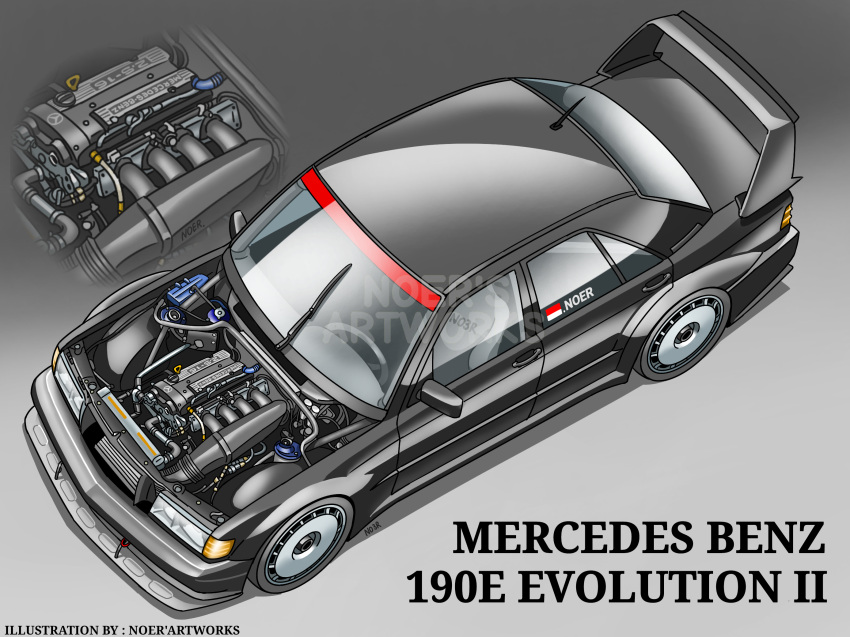 Safebooru - artist name black car car engine from above highres ...
