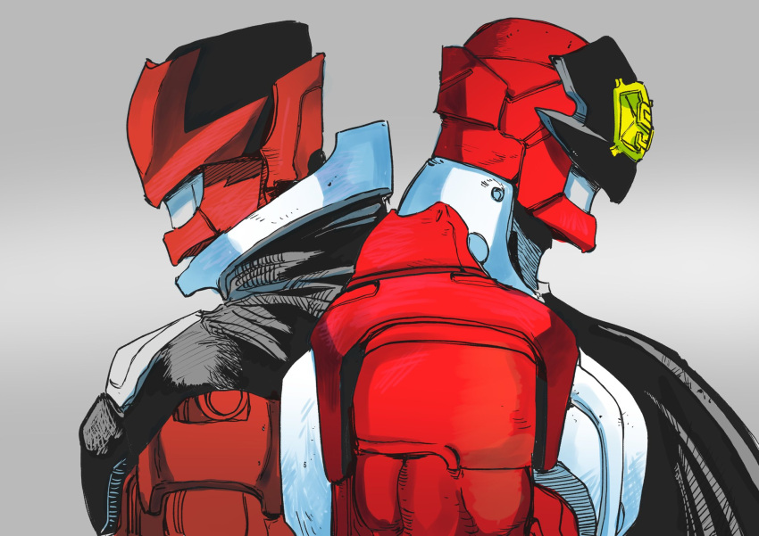 Safebooru - 2boys armor back-to-back cape commentary request gloves ...