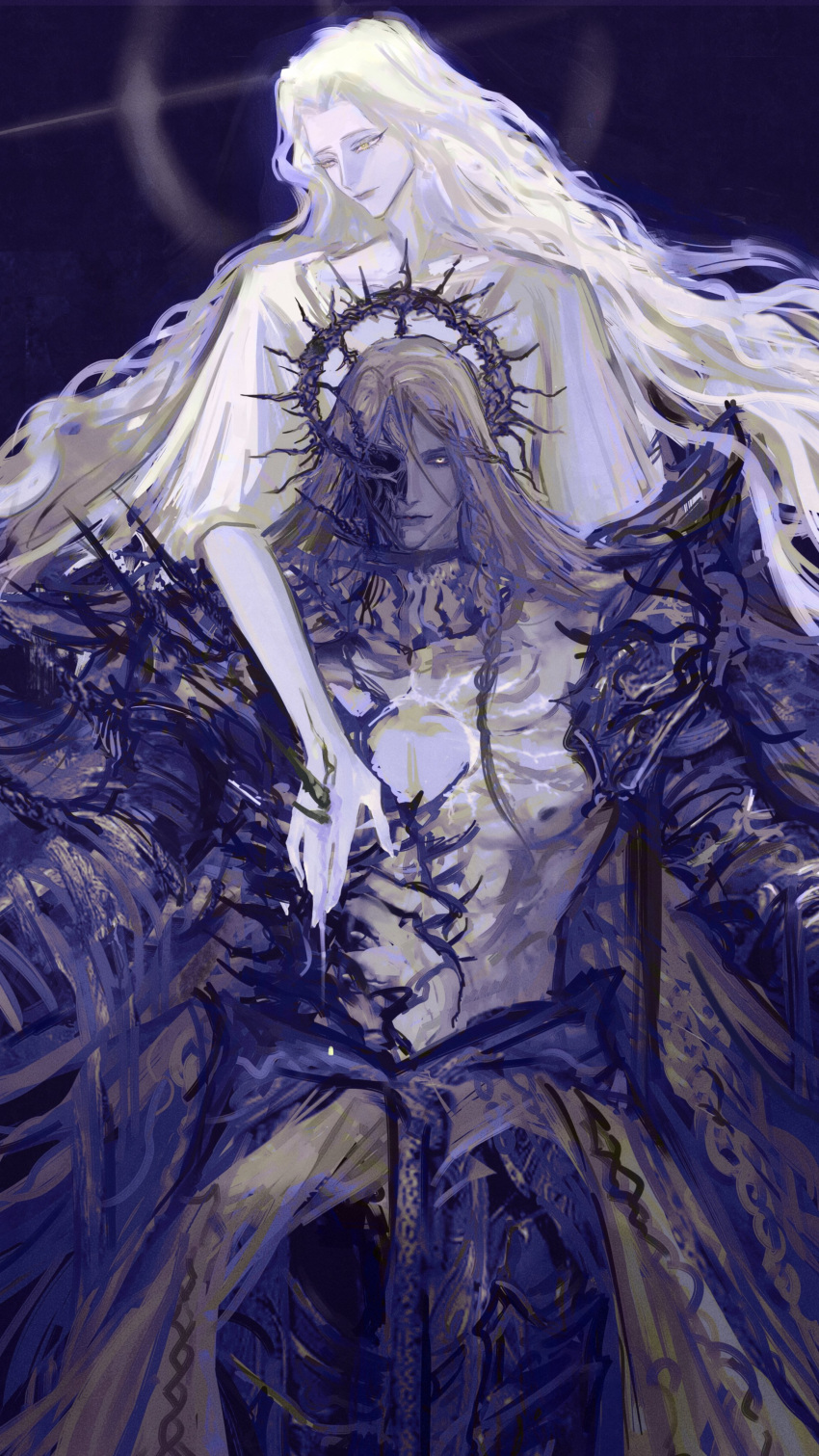 Godwyn Rune Safebooru - 2boys absurdly long hair absurdres blonde hair corruption ...