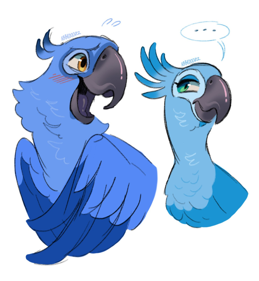 Safebooru - ... abbadooo2 beak bird blu (rio) blue bird blue feathers ...