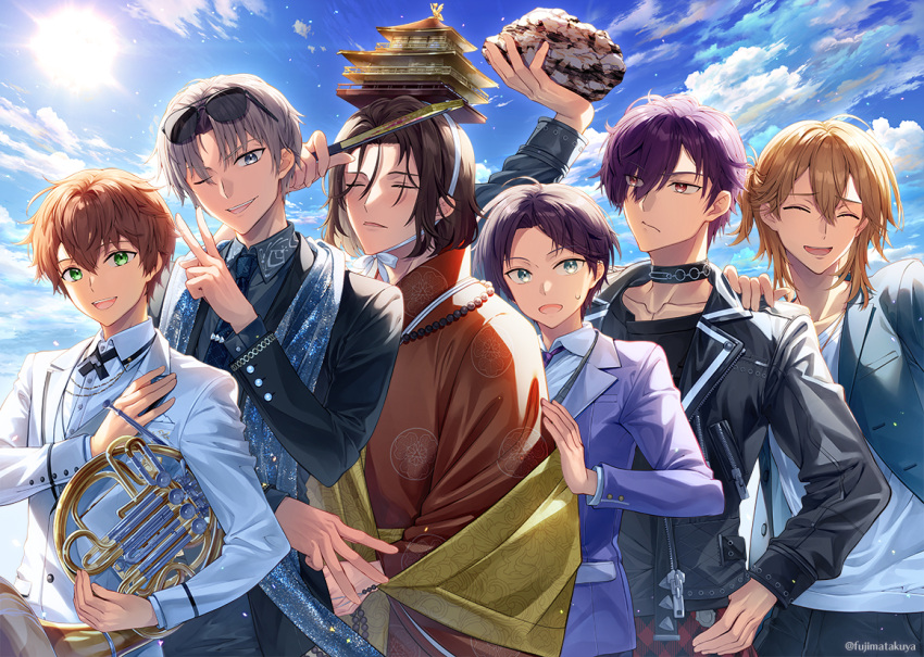 Safebooru - 6+boys beads bishounen black hair blonde hair blue eyes ...