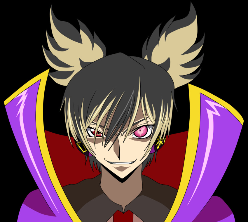 Safebooru - 1girl black background brown hair cape code geass evil ...