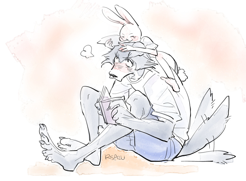 Safebooru - animal ears artist name beastars blush book claws closed ...