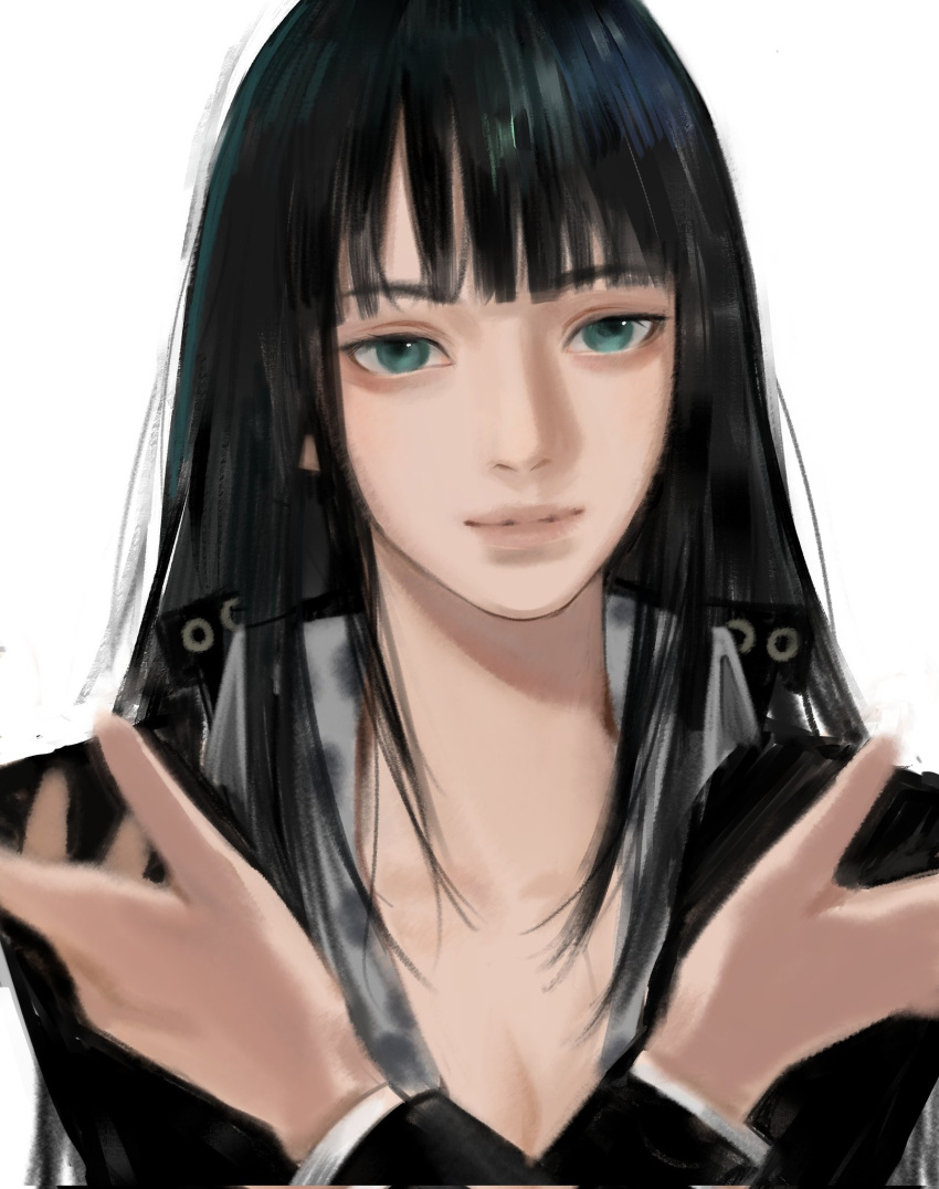 Safebooru - 1girl black dress black hair blue eyes blunt bangs closed ...