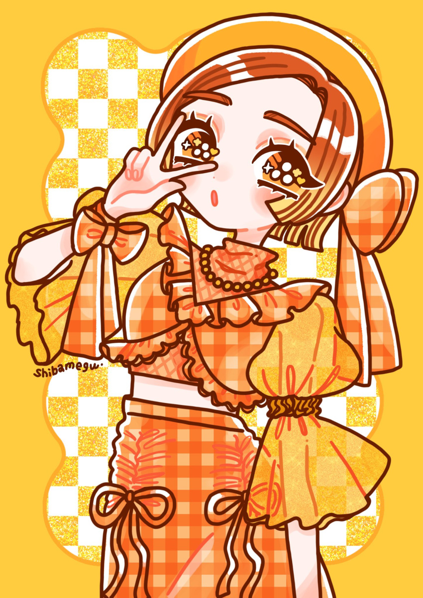 safebooru-1girl-o-beret-bow-frills-gingham-skirt-hat-highres-long