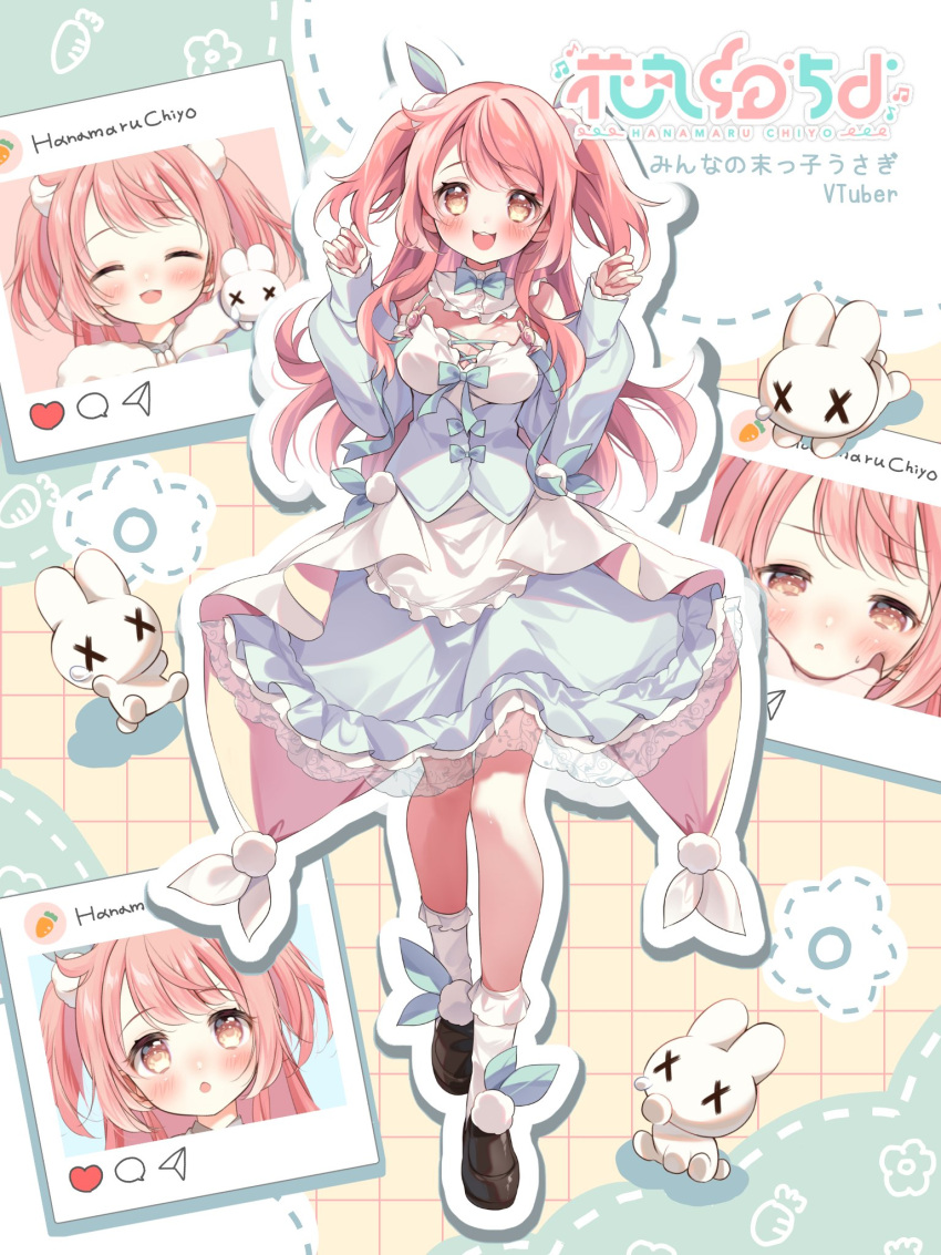 Safebooru - 1girl :3 :d bare shoulders black footwear blue bow blue ...
