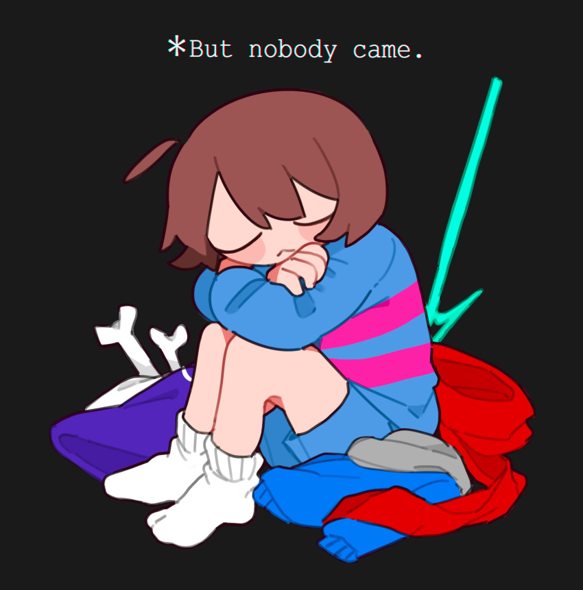 Safebooru - 1other black background blue sweater blush stickers bone ...