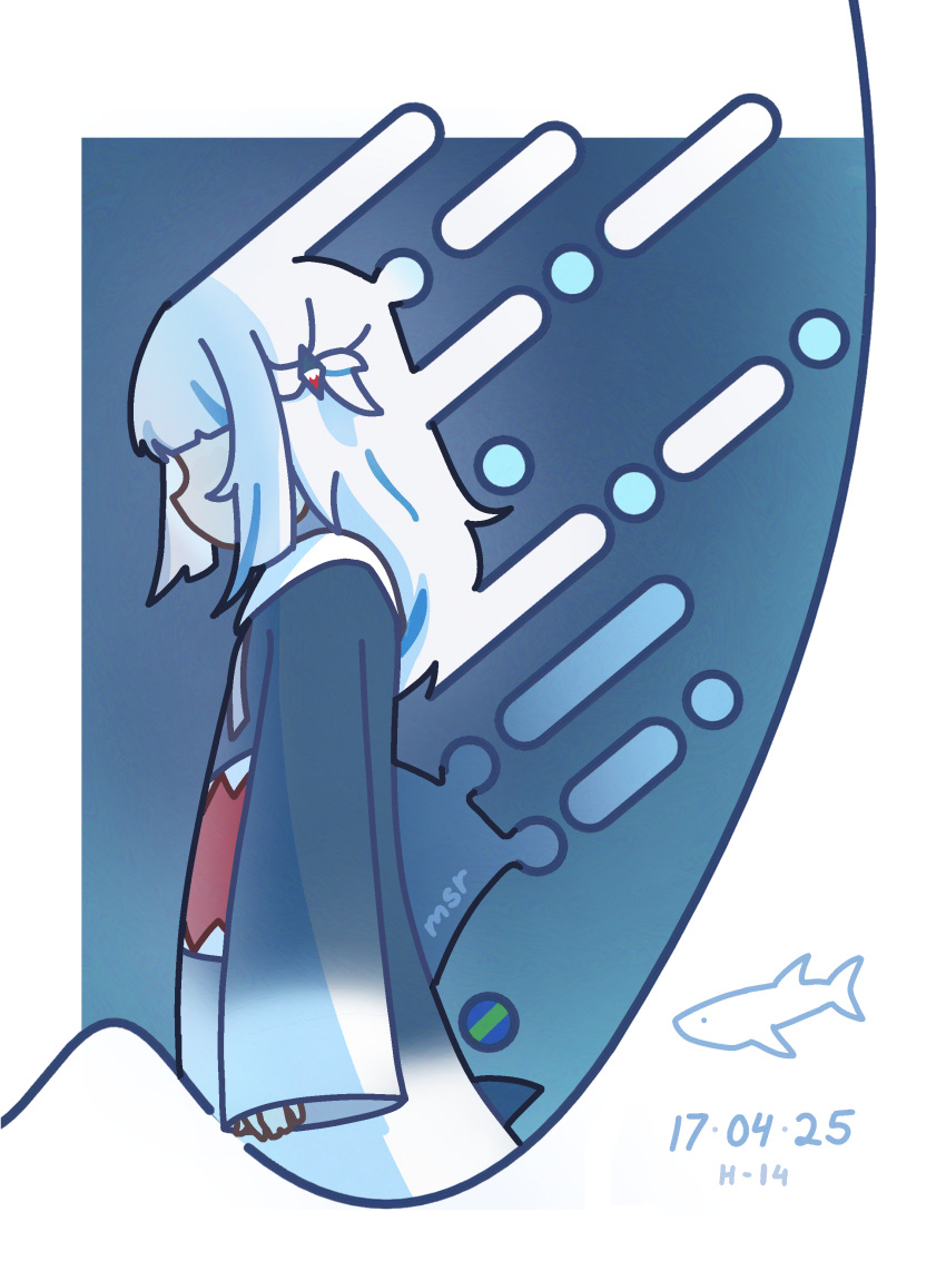 Safebooru 1girl absurdres blue hair dated desmos medium gawr gura