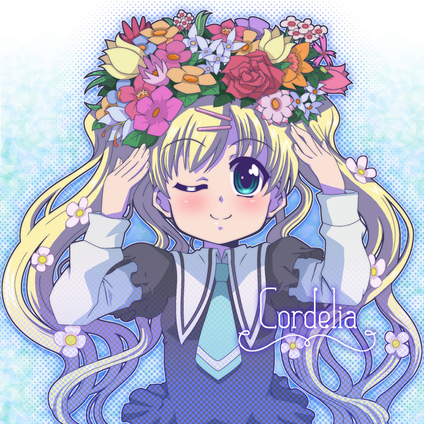 Safebooru Blue Eyes Cordelia Glauca Flower Hair Flower Hair Ornament Highres Ki Adotadot 