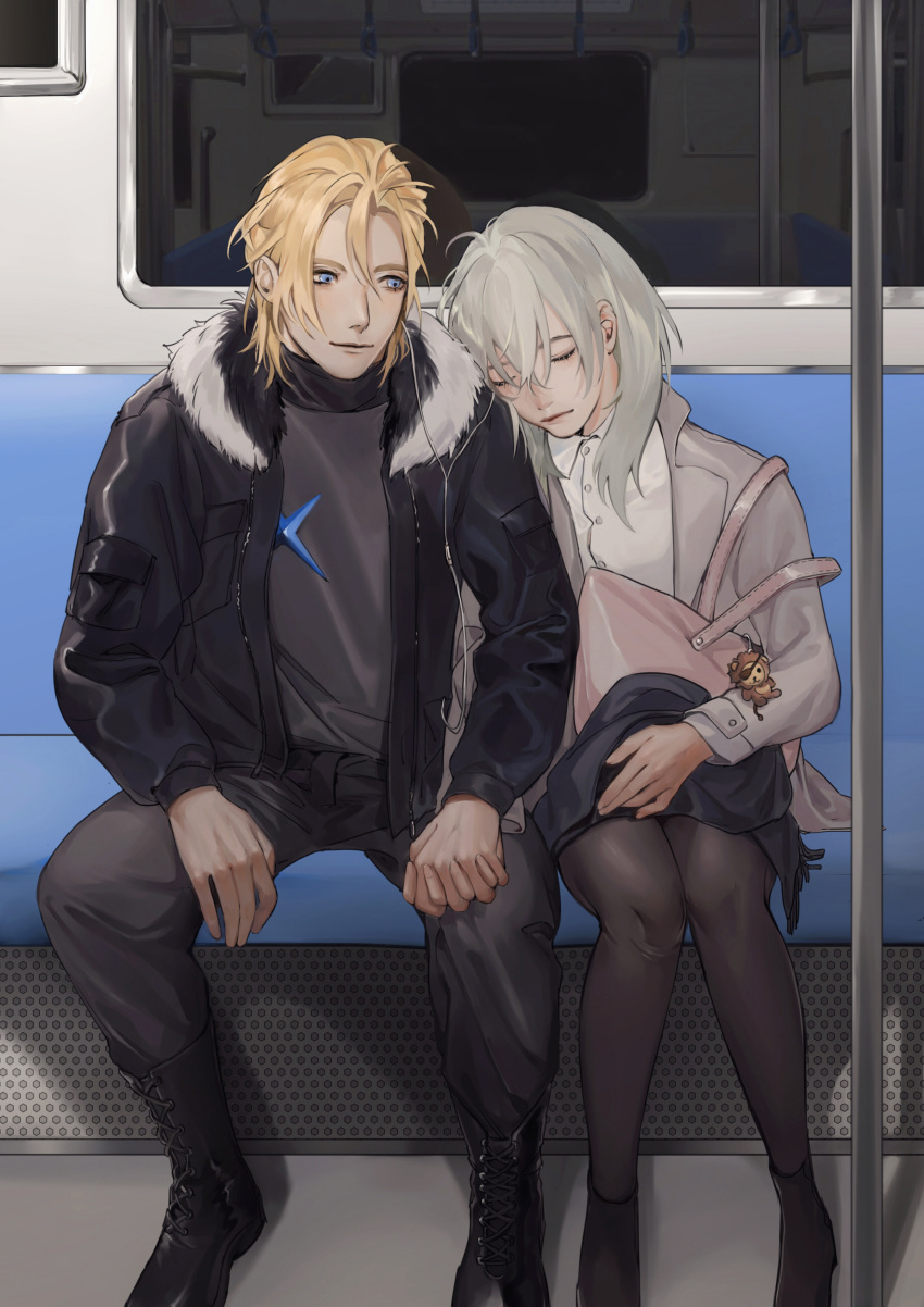 Safebooru - 1boy 1girl absurdres alternate costume bag black boots ...