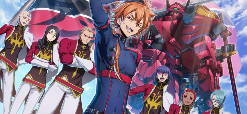 Safebooru - 3girls 4boys alexander (code geass) arm up ashley ashura ...