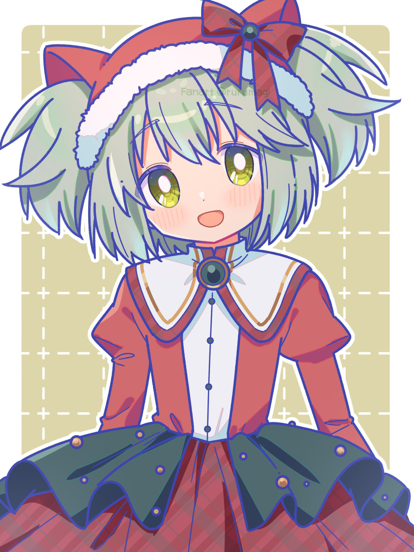 Red Ruru Safebooru - 1girl :d absurdres artist name blush border bow bright ...