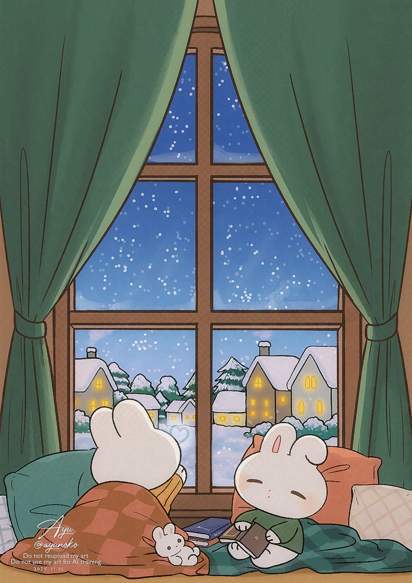 Safebooru - animal animal focus ayu (mog) blanket book commentary ...