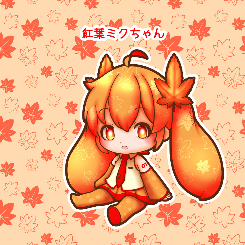 Safebooru - 1girl absurdres ahoge alternate color autumn leaves chibi ...