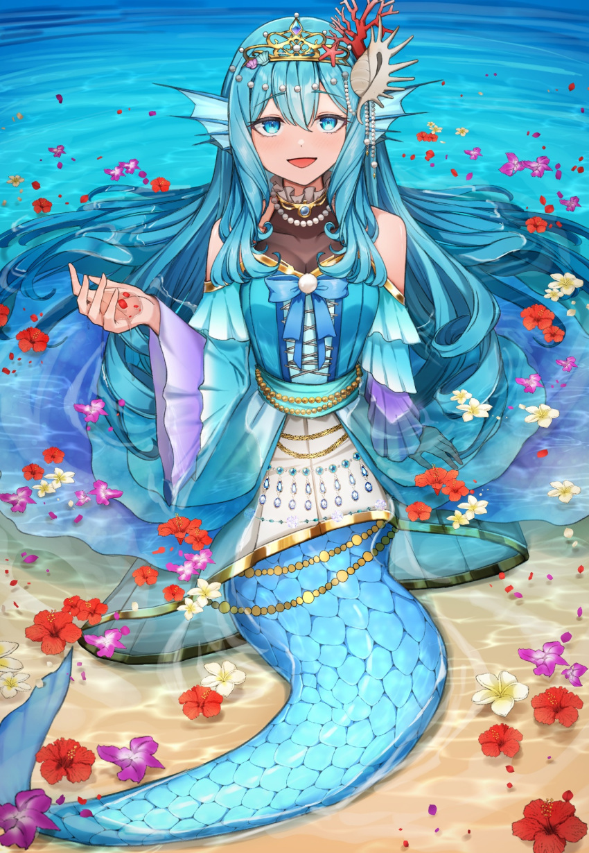 Safebooru - 1girl amepa (ame pinecandy) aqua eyes aqua hair beach ...