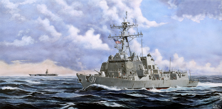 Usn Ao2 Safebooru - absurdres aircraft carrier american flag clouds commentary ...