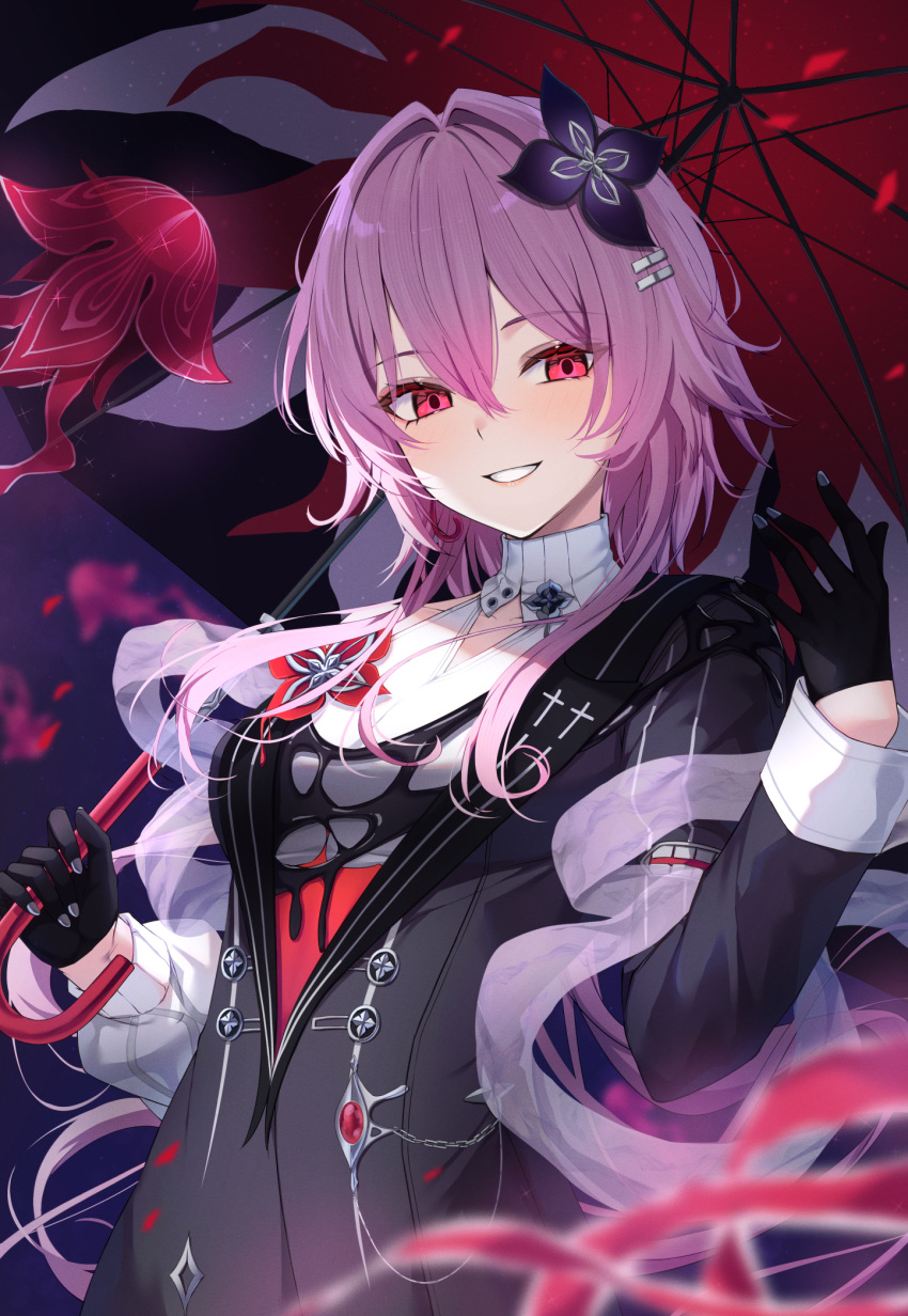 Safebooru - 1girl black dress black gloves dress evernight (honkai