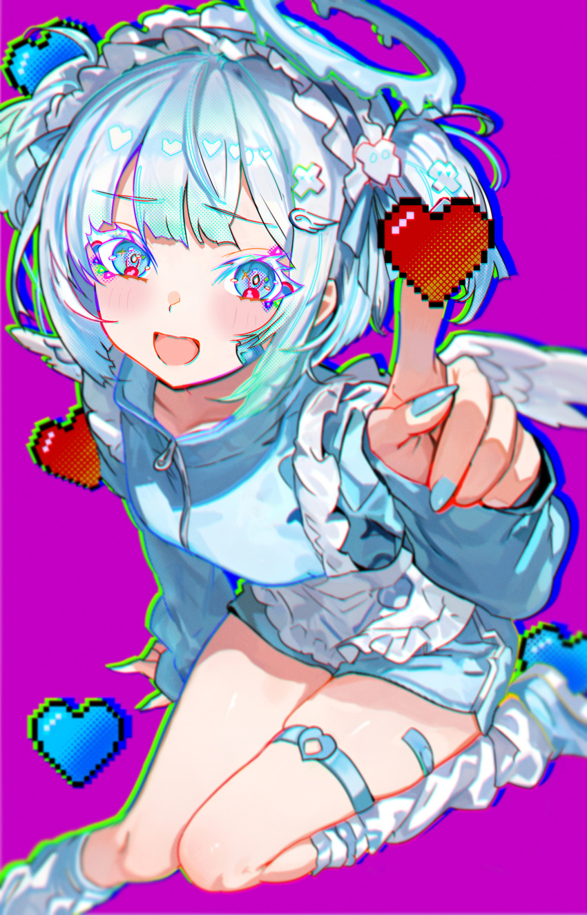 Safebooru - 1girl :d absurdres angel angel wings apron bandaid bandaid ...