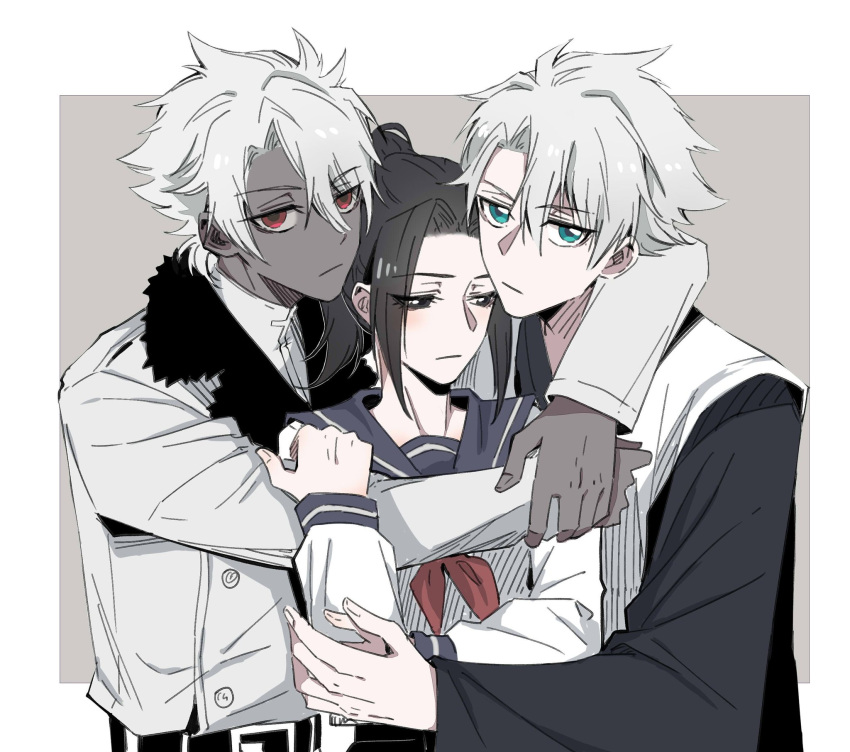 Safebooru - 1girl 2boys aqua eyes black eyes bleach bleach: sennen ...