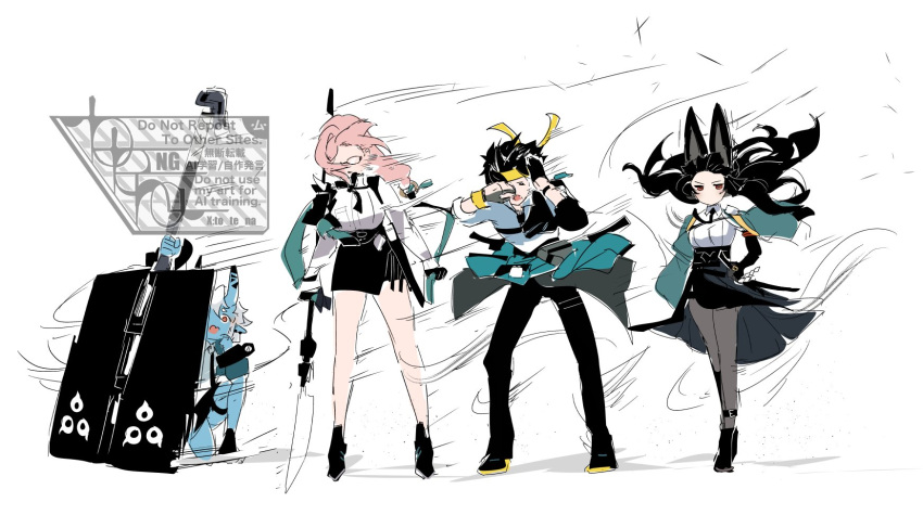 Safebooru - animal ears aqua jacket arm out of sleeve asaba harumasa ...