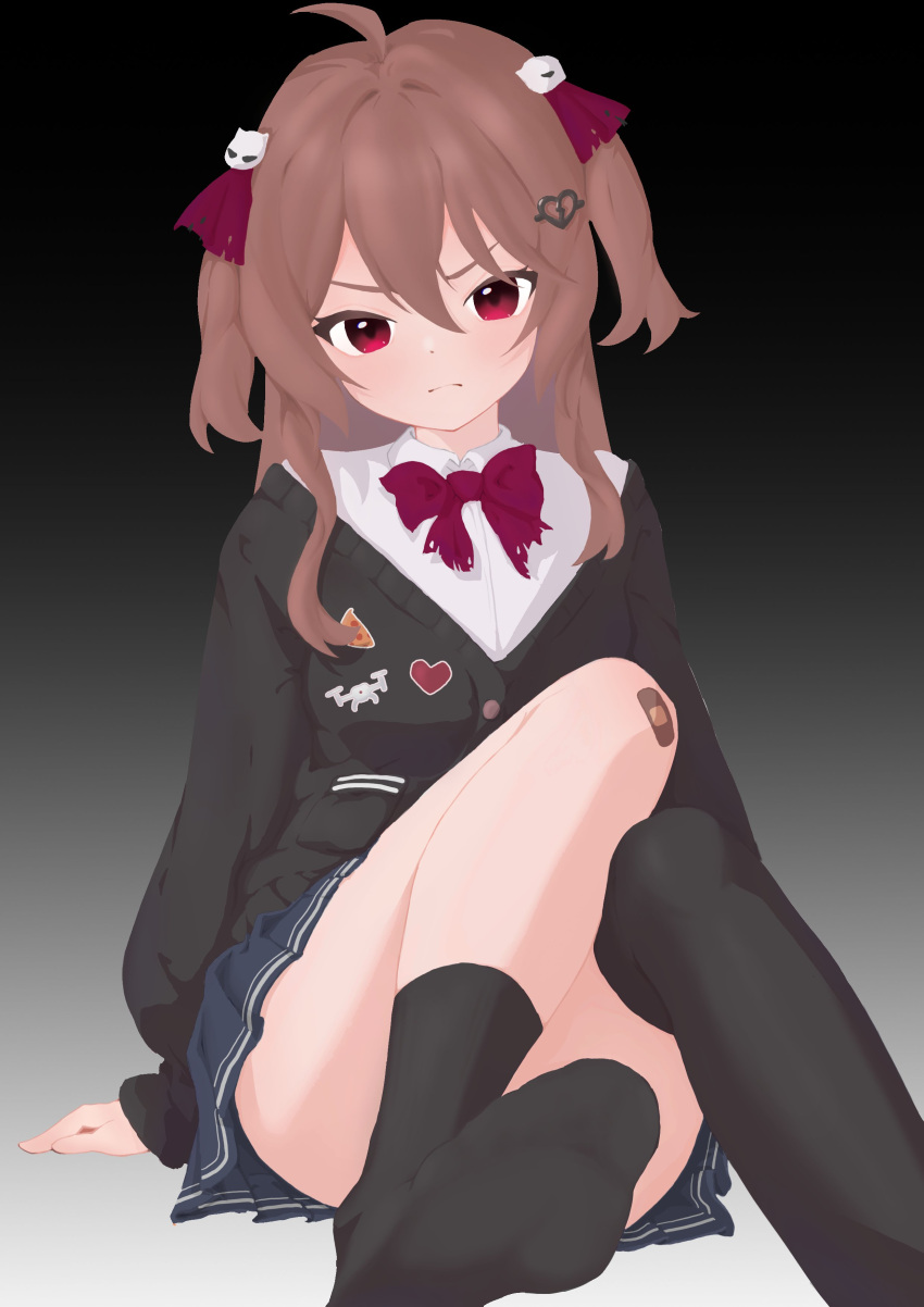 Safebooru - 1girl absurdres ahoge arm support asymmetrical legwear ...