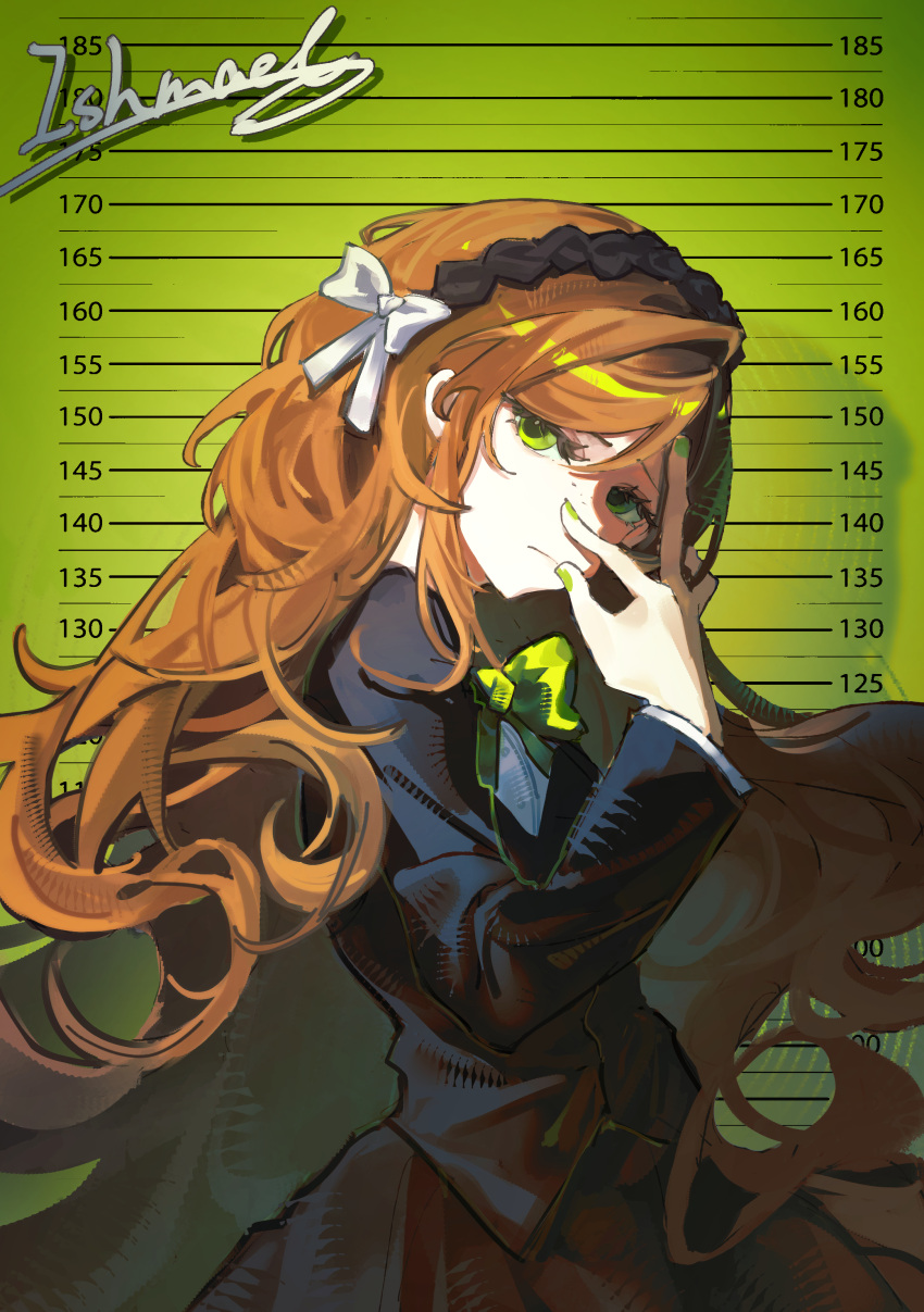 Rating Green Safebooru - 1girl absurdres black jacket black skirt bow closed mouth ...