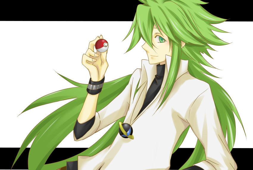 absurdres green_eyes green_hair highres jewelry long_hair male n(pokemon) n...