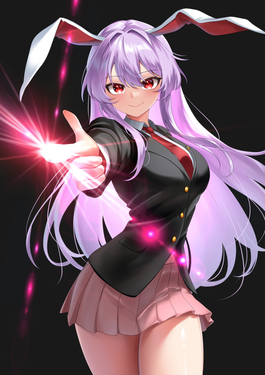 Safebooru - 1girl absurdres animal ears black background black jacket ...