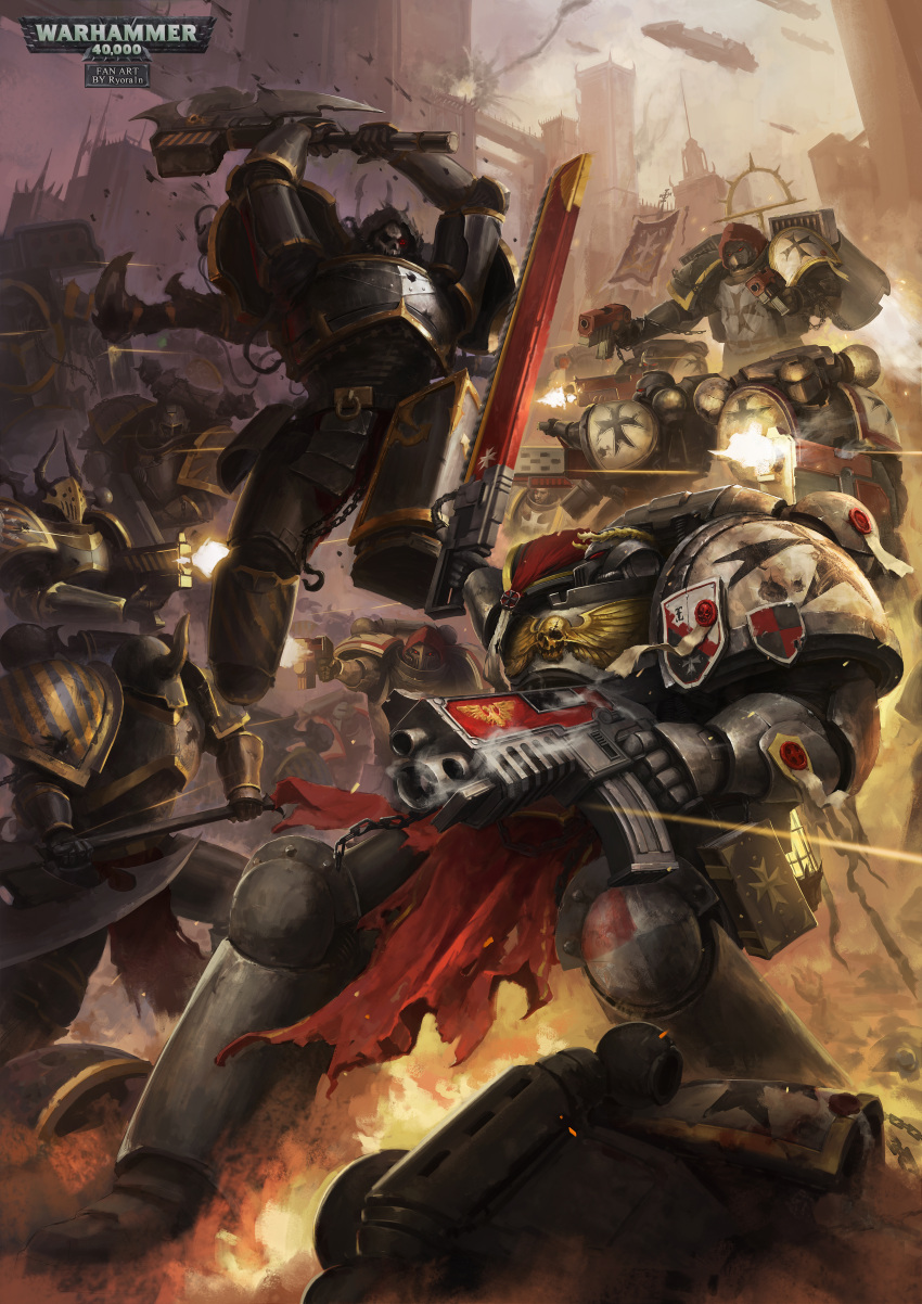 Safebooru - 6+boys absurdres adeptus astartes aquila (symbol) armor ...