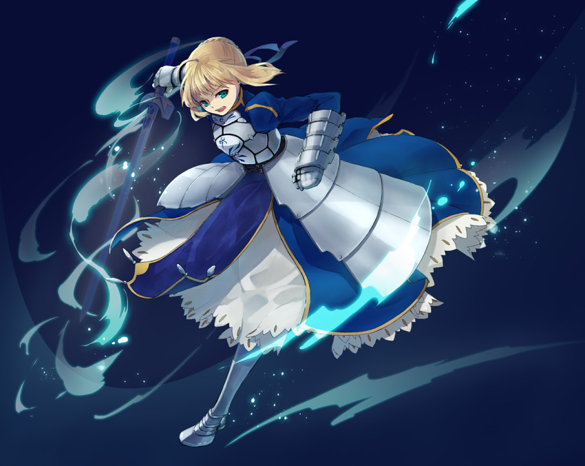 ahoge armor armored_dress blonde_hair dress excalibur fate/stay_night fate(...