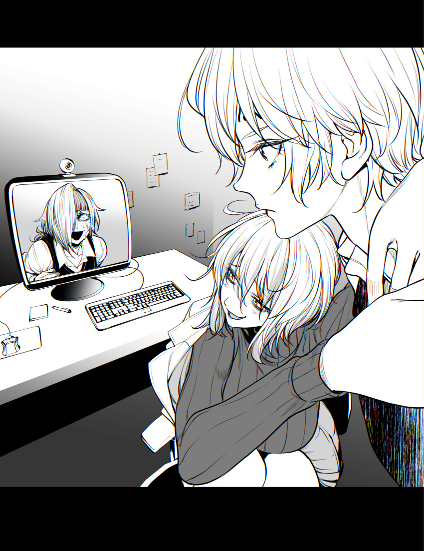 Safebooru - 1boy 2girls computer keyboard computer mouse faust (project ...