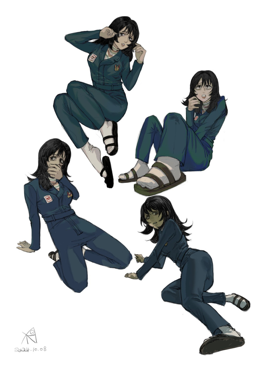 Safebooru 1girl aaaxie anya (mouthwashing) black footwear black hair