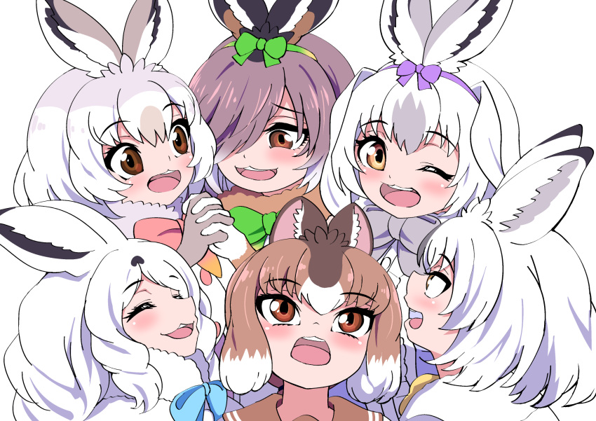 Safebooru - 6+girls :3 animal ears arctic hare (kemono friends) blue ...